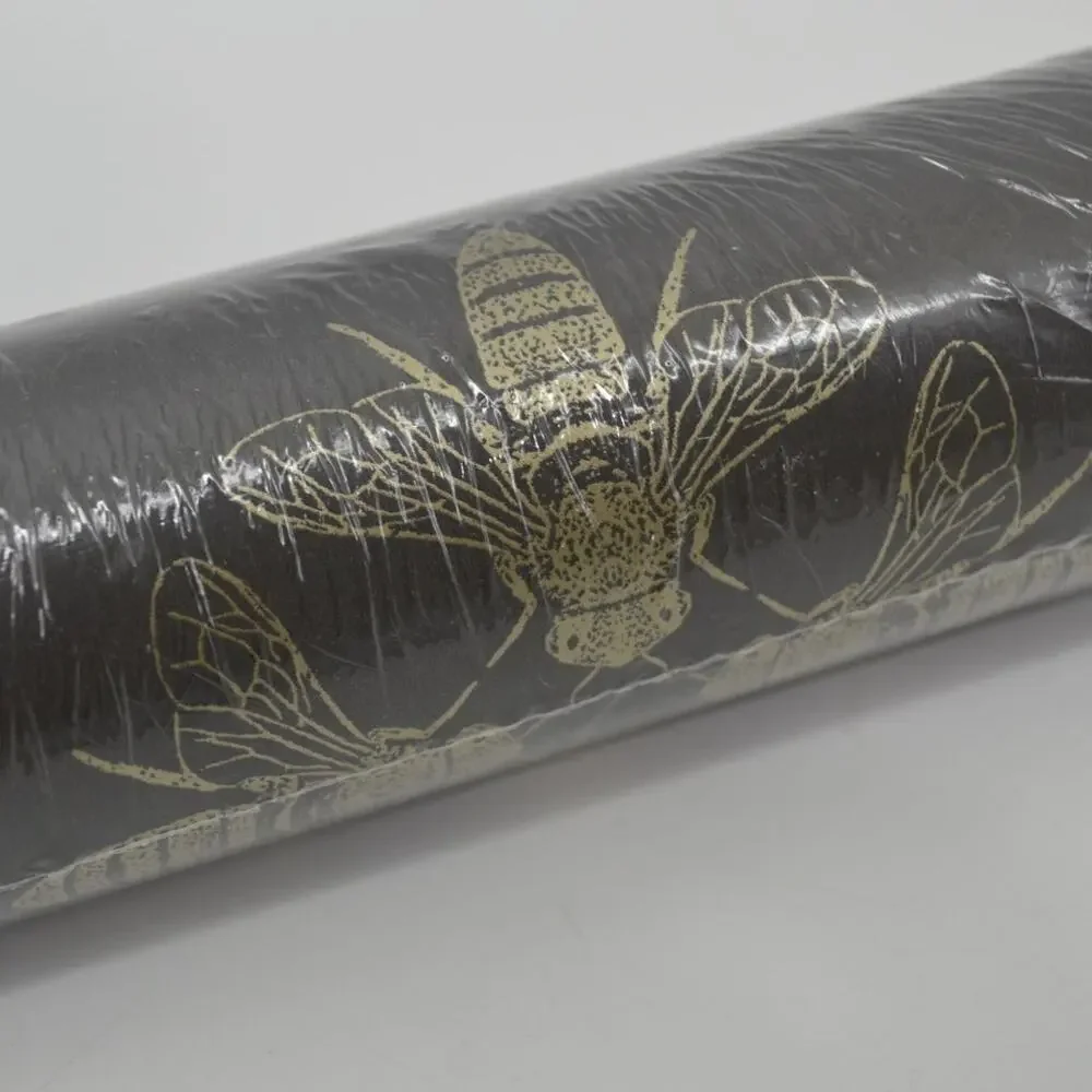 York Wall Honey Bee Gray Wall Paper ON1642 Gold Black 1 Roll